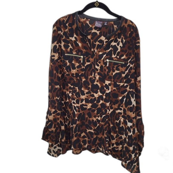 Rafaella Brown Leopard Print Blouse - Picture 1 of 7